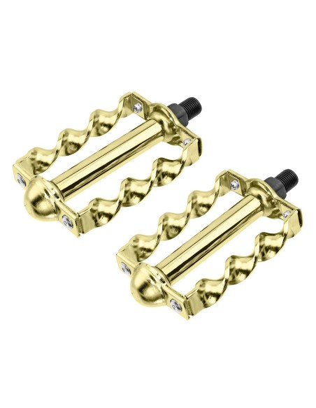 Twisted Flat Pedals 1/2 W/Logo Gold.